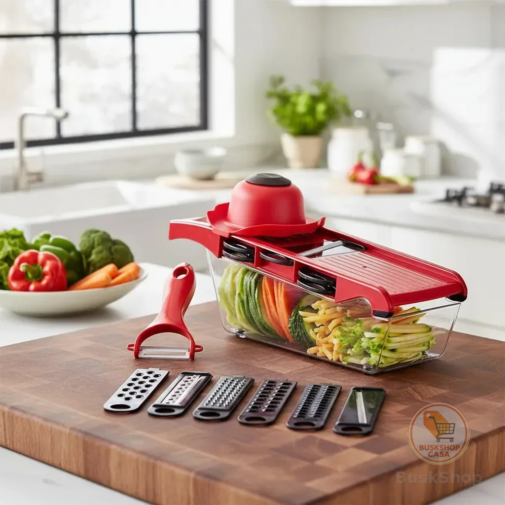 Mandoline Profissional Fatiador / Cortador / Ralador Inox – Versátil & Seguro