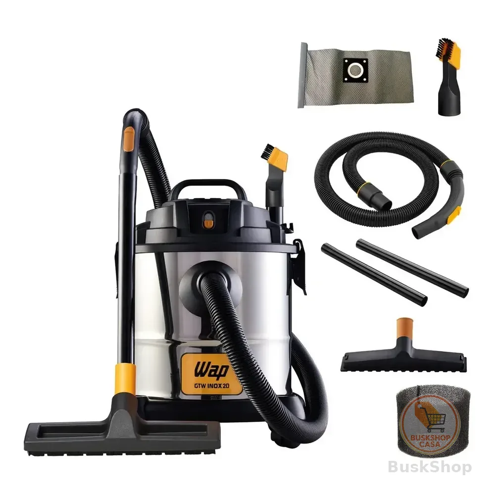 Aspirador Pó E Água Wap Gtw Inox 20 Com Soprador 1600w 160mbar 20 Litros Prata/preto 220v
