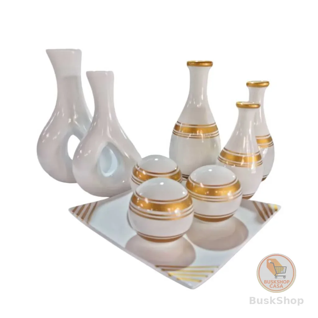 Jogo 9 Vasos Decorartivo Sala Cozinha Mesa Estante Rack Enfeite Luxo Oferta