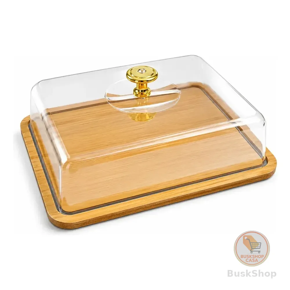 Bandeja Porta Frios Mdf Com Tampa Acrílica Mesa Posta Palha