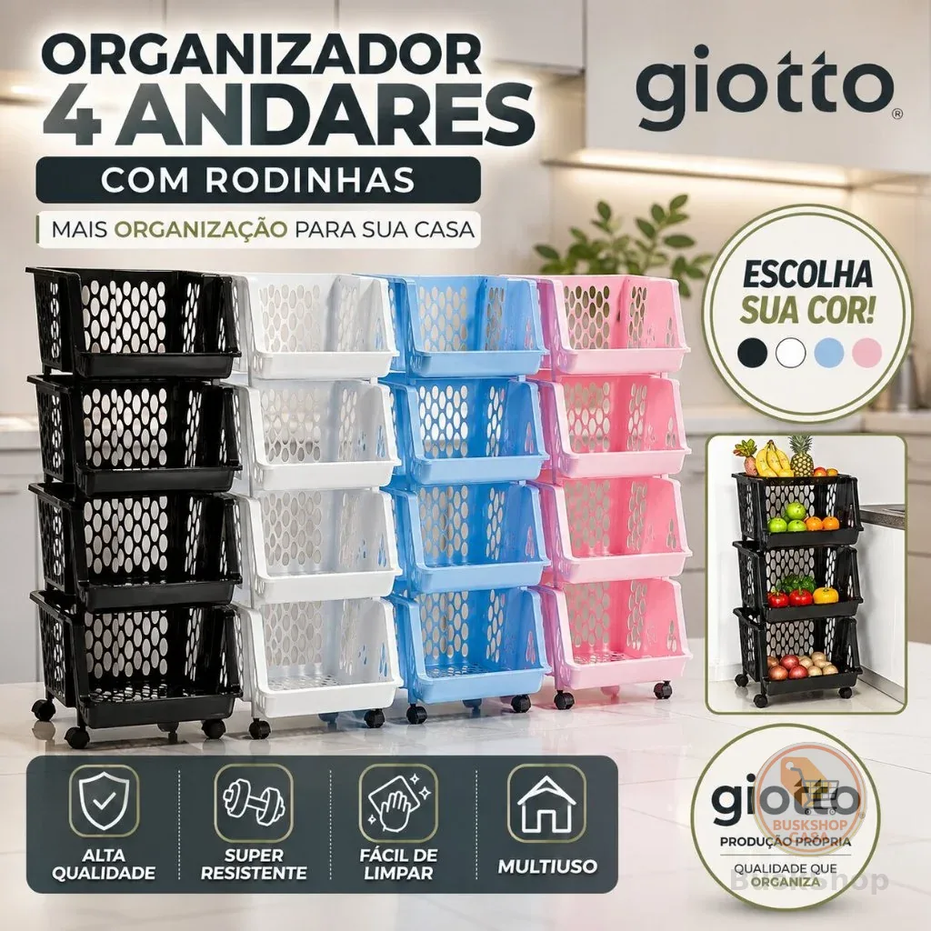 Cesto Fruteira De Chão Modular 4 Andares Organizador Fruteira utensilios quarto casa Detalhe Vazado