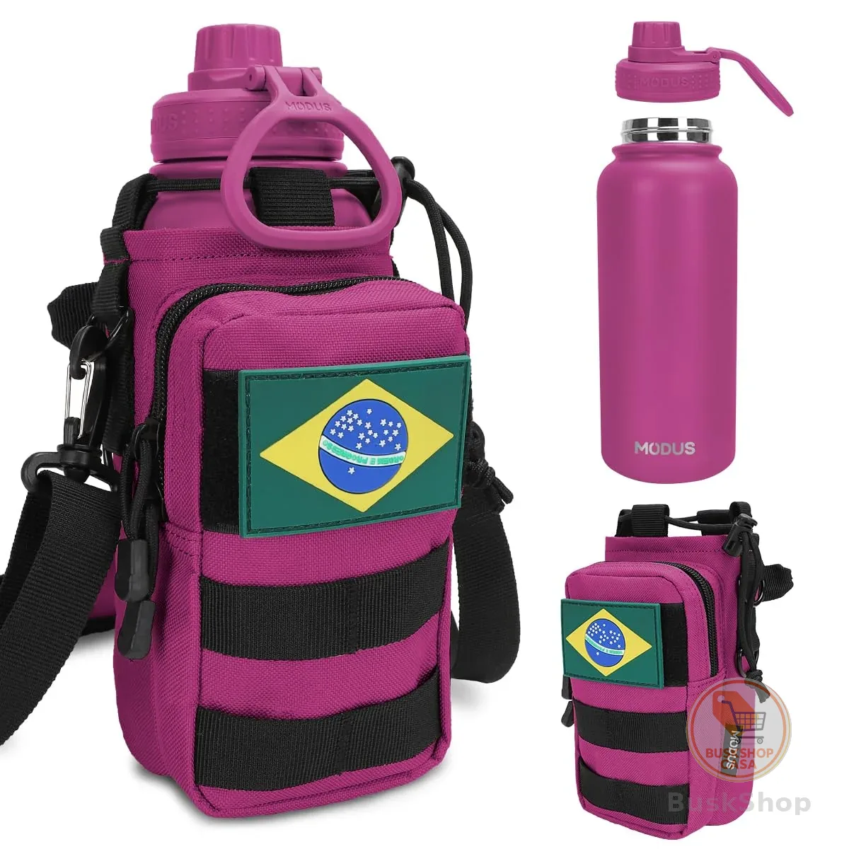 MODUS Garrafa Térmica Inox 950ml com Bolsa Porta (Rosa choque) | Portátil para Viagens e Atividades ao Ar Livre