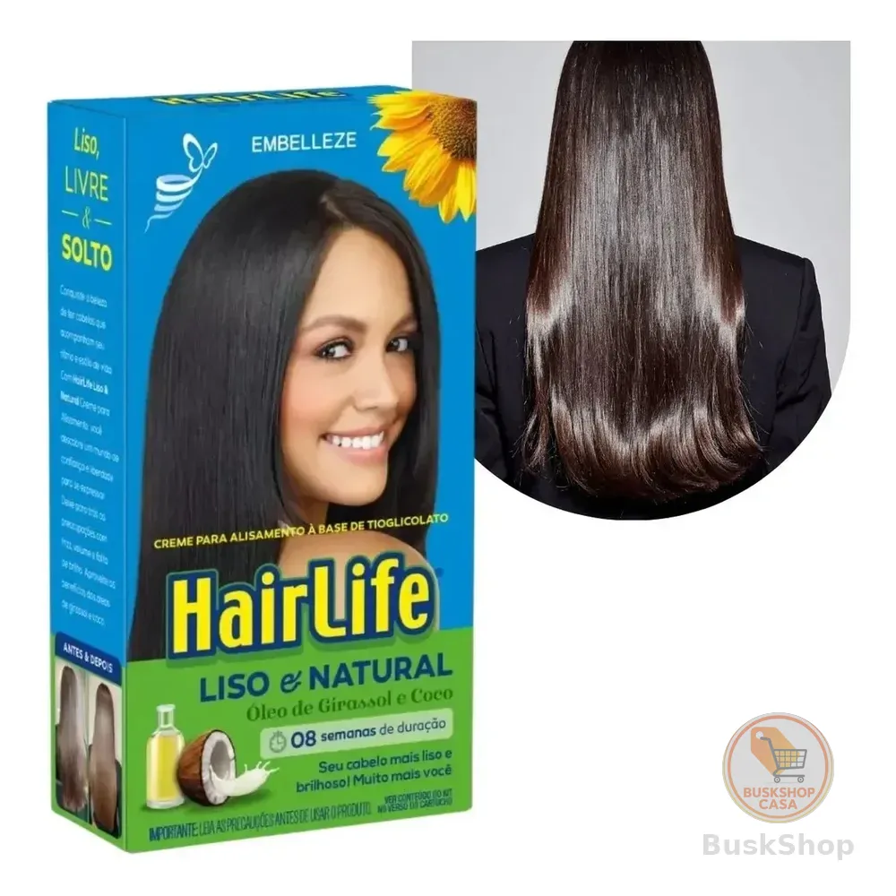 Creme Alisante Hairlife Liso & Natural Com Extrato De Girassol Kit