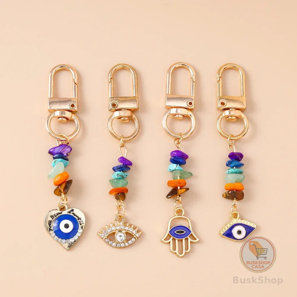 Chaveiro de Olhos Malignos da Moda com Pedras Coloridas, Pingentes para Mulheres e Meninas, Decoração de Bolsas, Joias Artesanais DIY, Presentes