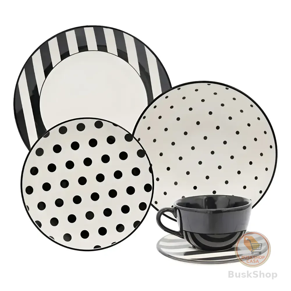 Aparelho De Jantar E Chá 20 Peças Unni Stripes And Dots Cor Multicor Oxford Estampado