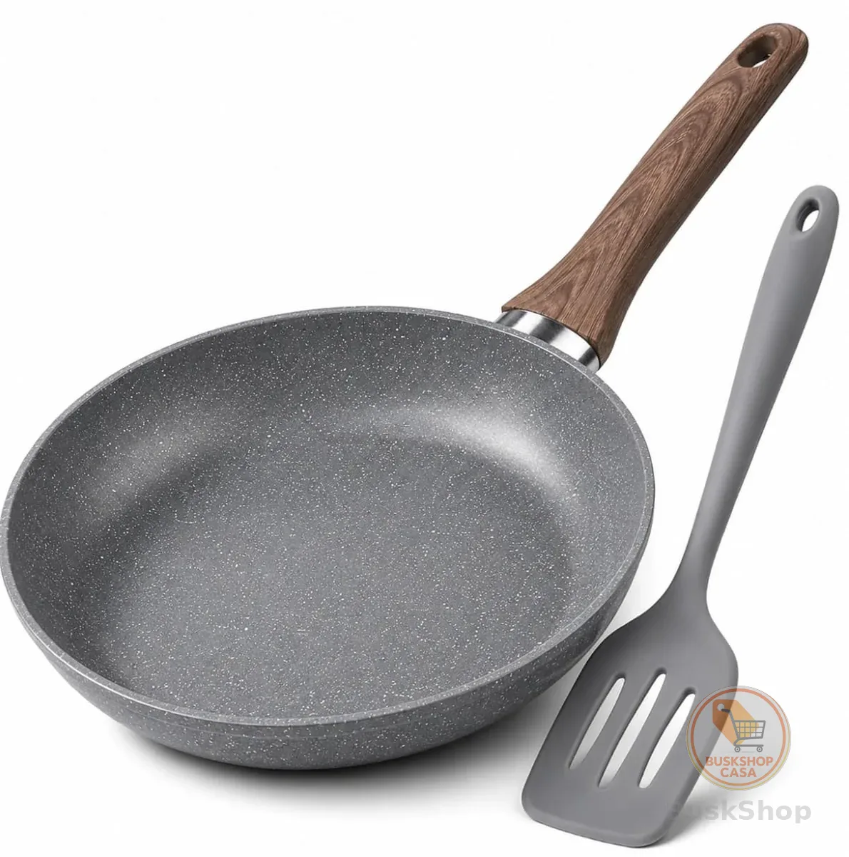 Frigideira de Cerâmica Antiaderente 24cm com Cabo Efeito Madeira | Compatível com Fogão a Gás, Elétrico e Indução | Cozinha Saudável com Menos Óleo | Fácil Limpeza | Distribuição Uniforme de Calor