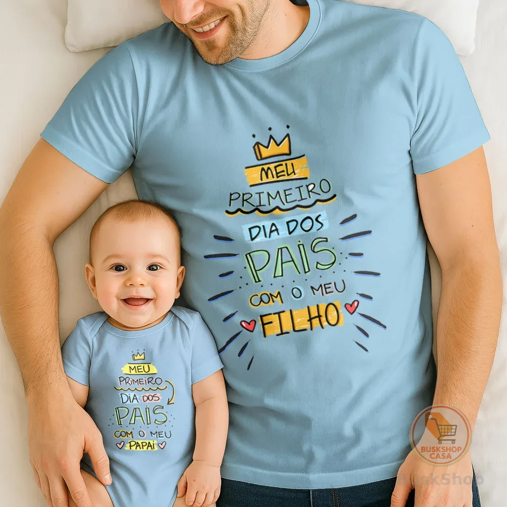 Kit Pai e Filho Meu Primeiro Dia dos Pais com Visual Alegre