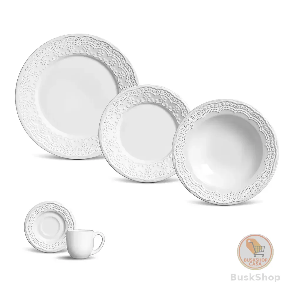 Aparelho De Jantar 20 Peças Madeleine Branco Liso