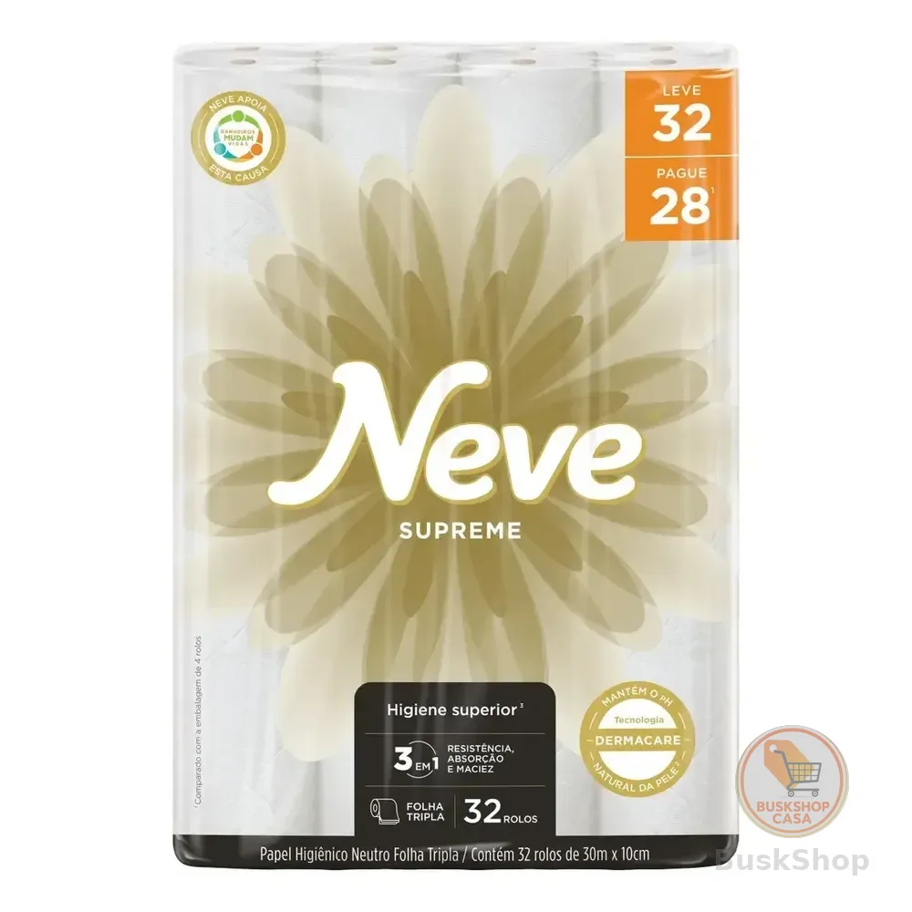 Papel Higiênico Neve Supreme Folha Tripla Leve 32 Pague 28