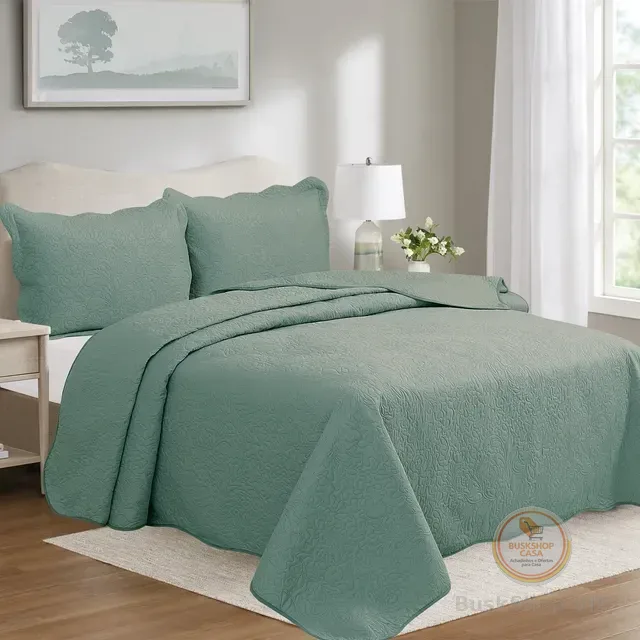 > 🛍Colcha Matelasse Queen Damask Cores 3pçs Camesa 240x260cm