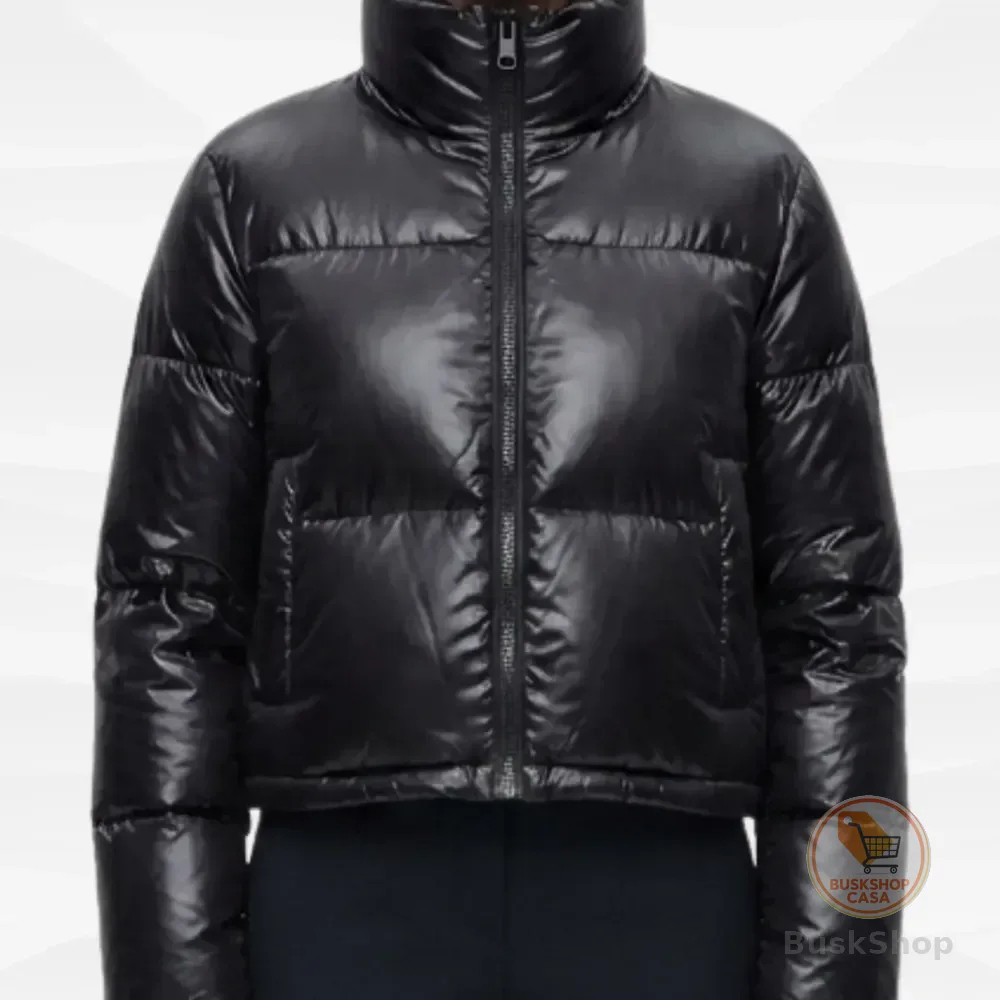 Jaqueta Puffer Cropped Feminina Sem Capuz Bobojaco Premium Preto G