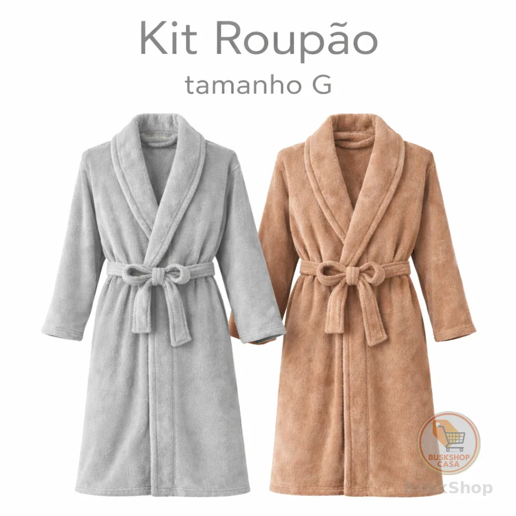 Kit 2 Roupões Plush M ou G Unissex Adulto Inverno Quentinho Promoção 100% Poliester
