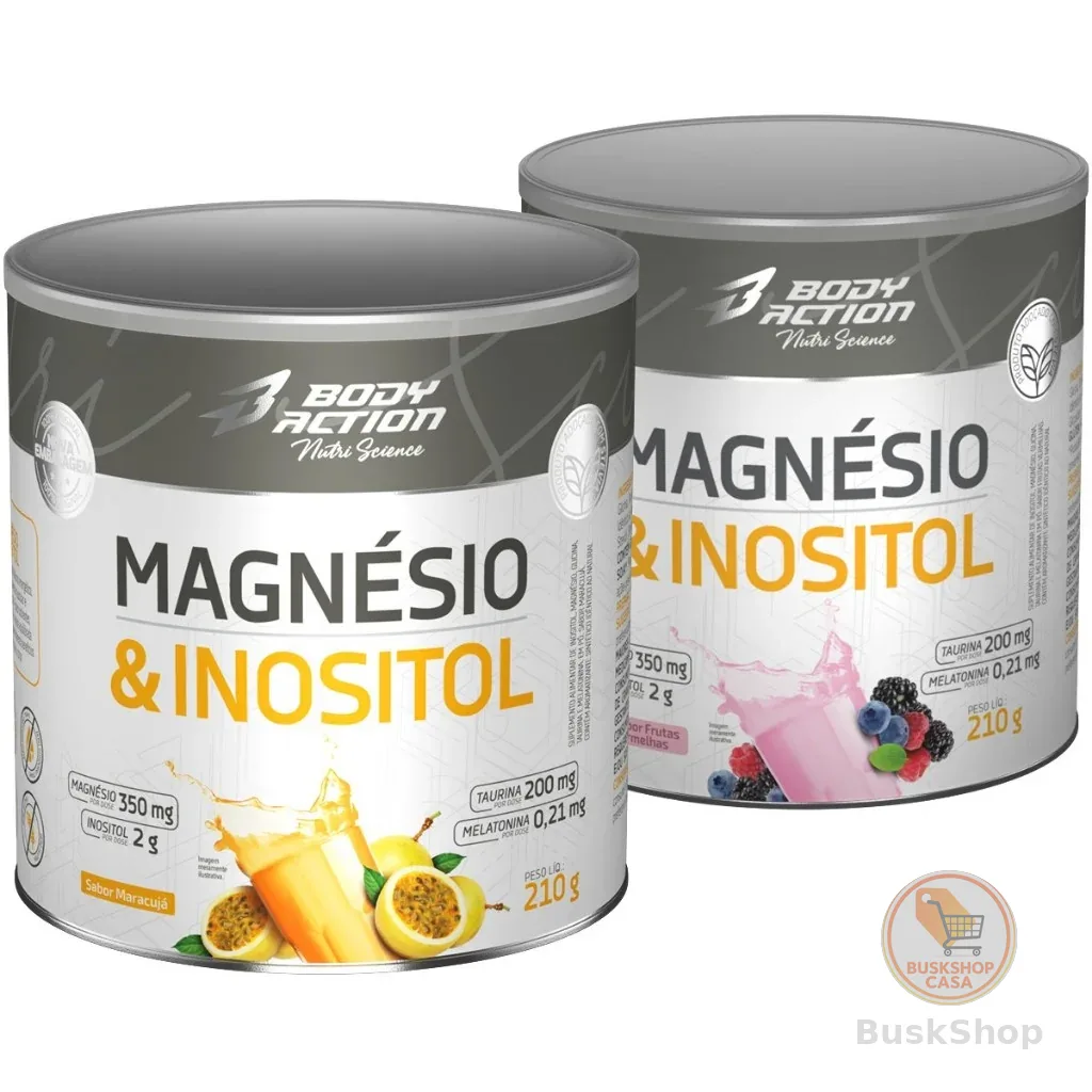 Kit 2x Magnésio & Inositol Com Melatonina 210g Bodyaction