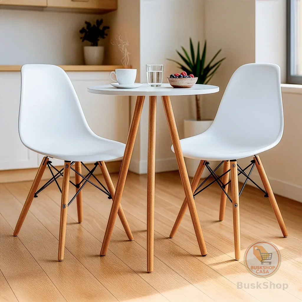 Mesa Redonda Cozinha Jantar 60cm 2 Cadeiras Pés Madeira