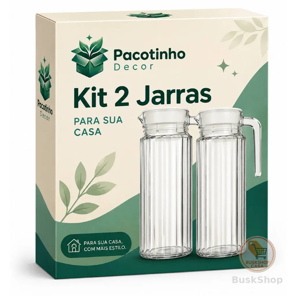 Kit 2 Jarras De Vidro 1 Litro Com Tampa Suco Água Geladeira Transparente