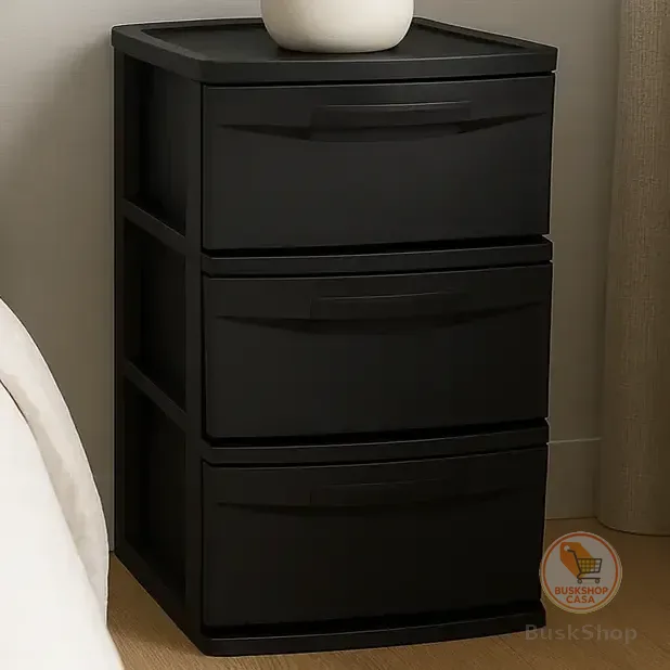 Gaveteiro De Chão Com 3 Gavetas Organizadora Multiuso Preto
