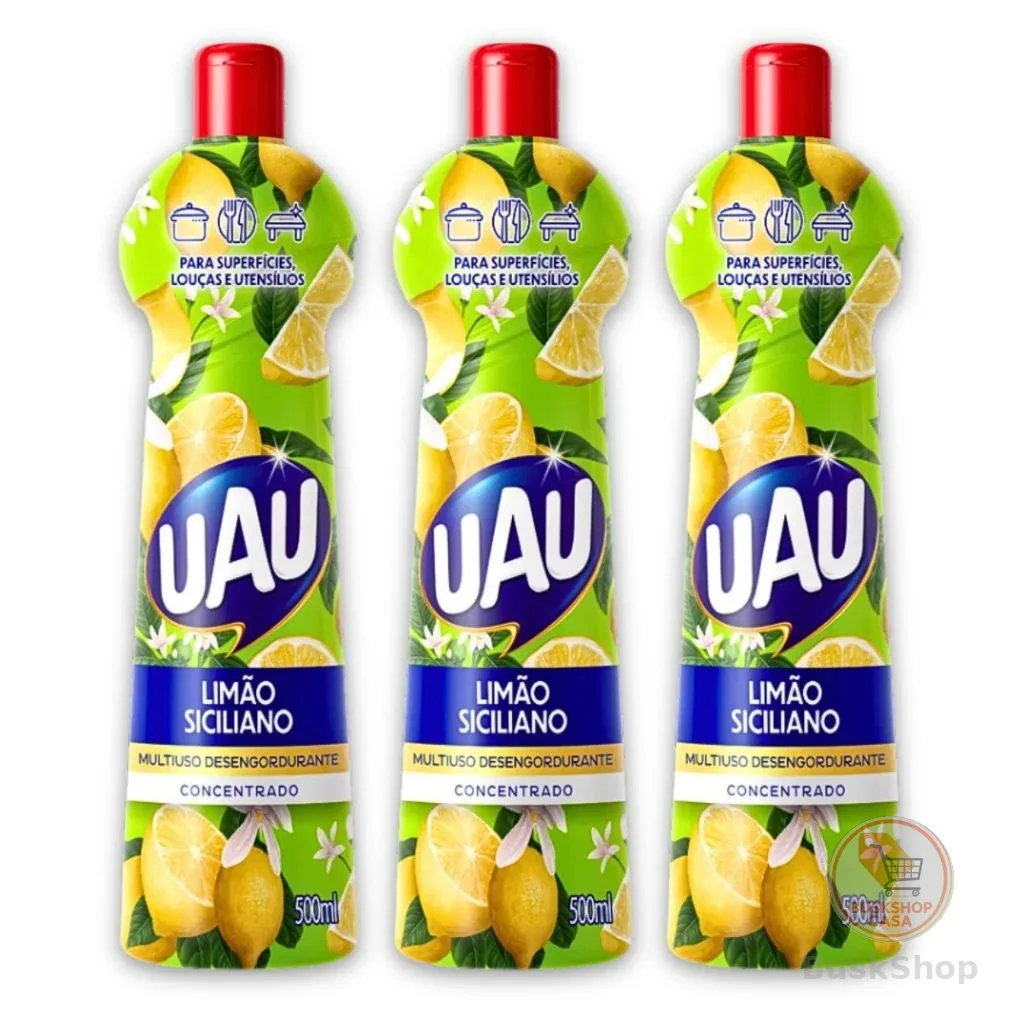 Kit 3un Multiuso 500ml Limão Siciliano Uau Superfícies e Utensílios