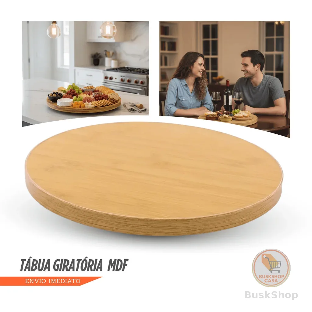 Tabua De Bambu Petisqueira Com Base Giratoria 360° Tábua de Frios Petiscos Giratória 100% Ecológica