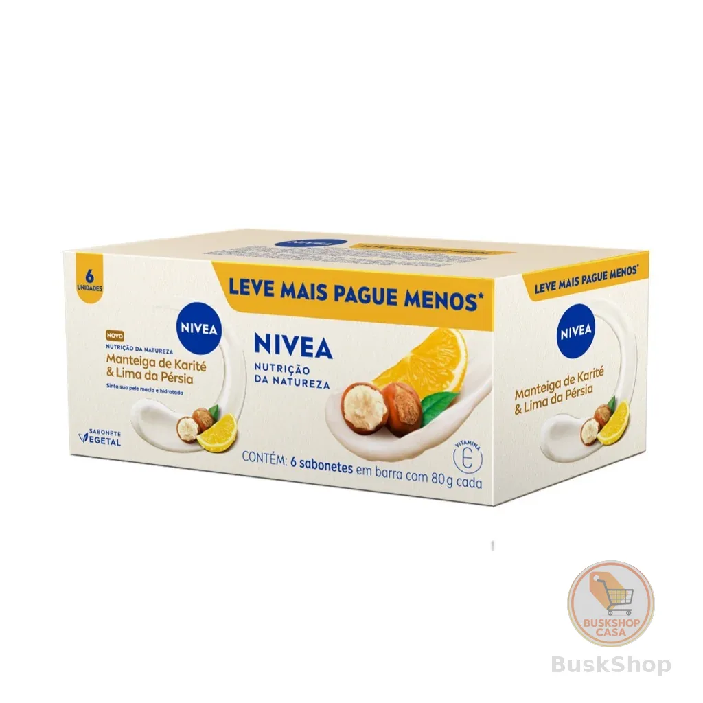 NIVEA KIT Sabonete em Barra Vegetal Nutrição da Natureza 80g (6 unidades)