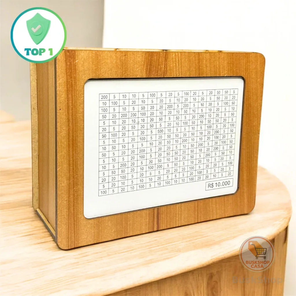 Cofre Marrom Woodbox 1000 5000 10000 Metodo Japones Para Economizar e Guardar Dinheiro