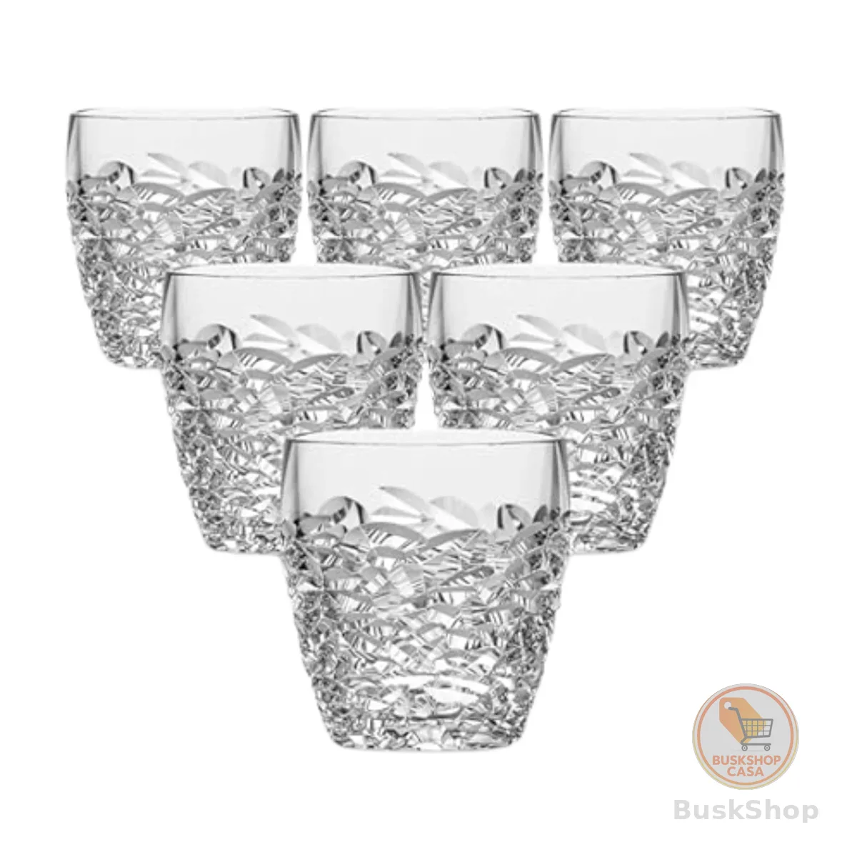 Jogo 6 Copos de Vidro Rocks 260ml – Design Lapidado em Alto Relevo, Estilo Cristal, para Whisky, Drinks, Água e Sucos | Kit com 6 Peças, Vidro Grosso e Resistente, Elegante para Casa, Bar e Presentes