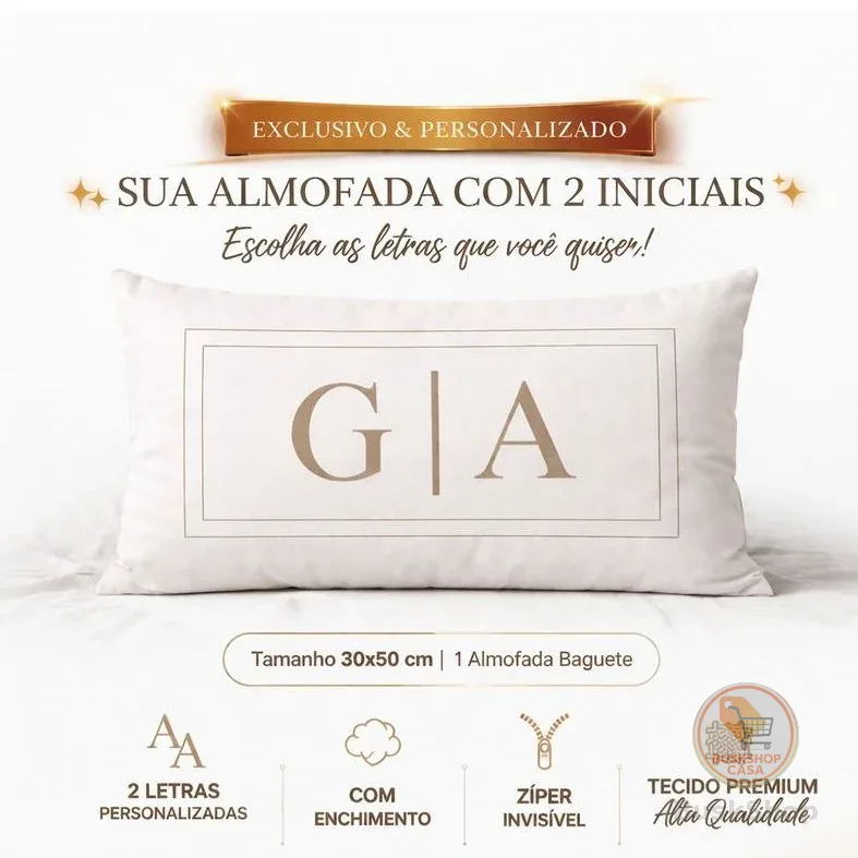 Baguete Almofada Suede Decorativas Personalizada Com Ziper
