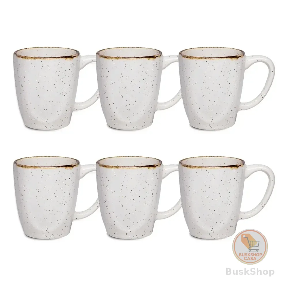 Jogo Com 6 Canecas De 260ml Em Porcelana Ryo Maresia Oxford