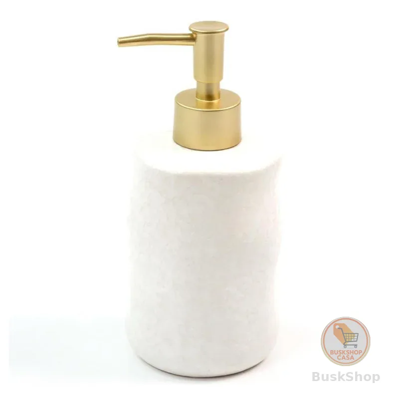 Porta Sabonete Líquido Orgânico Branco em Cerâmica - Oikos