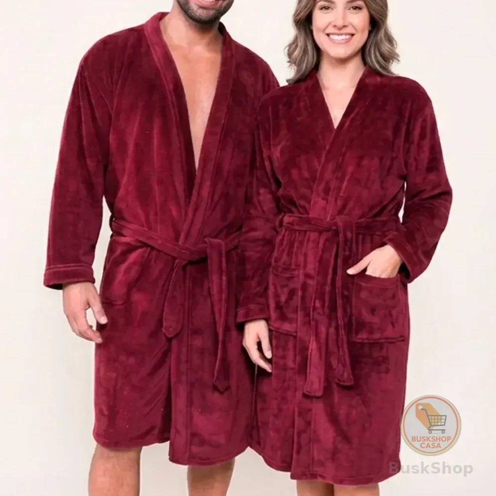 Roupão Premium Benévola Microfibra Antialérgico Inverno Frio Vinho Bloodstone Lisa G