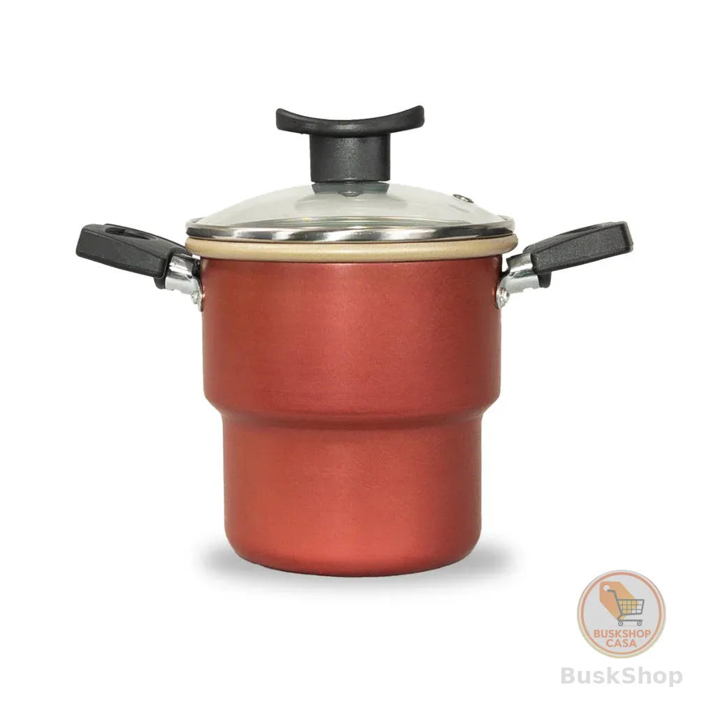 Cuscuzeiro Teflon Antiaderente Tampa de Vidro 16cm