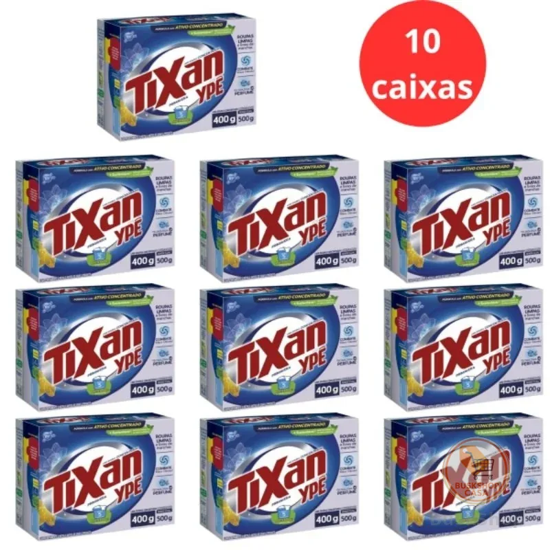 Kit 10 Caixas Sabão em Pó Tixan Ypê Primavera Maciez 400g Lava Roupas