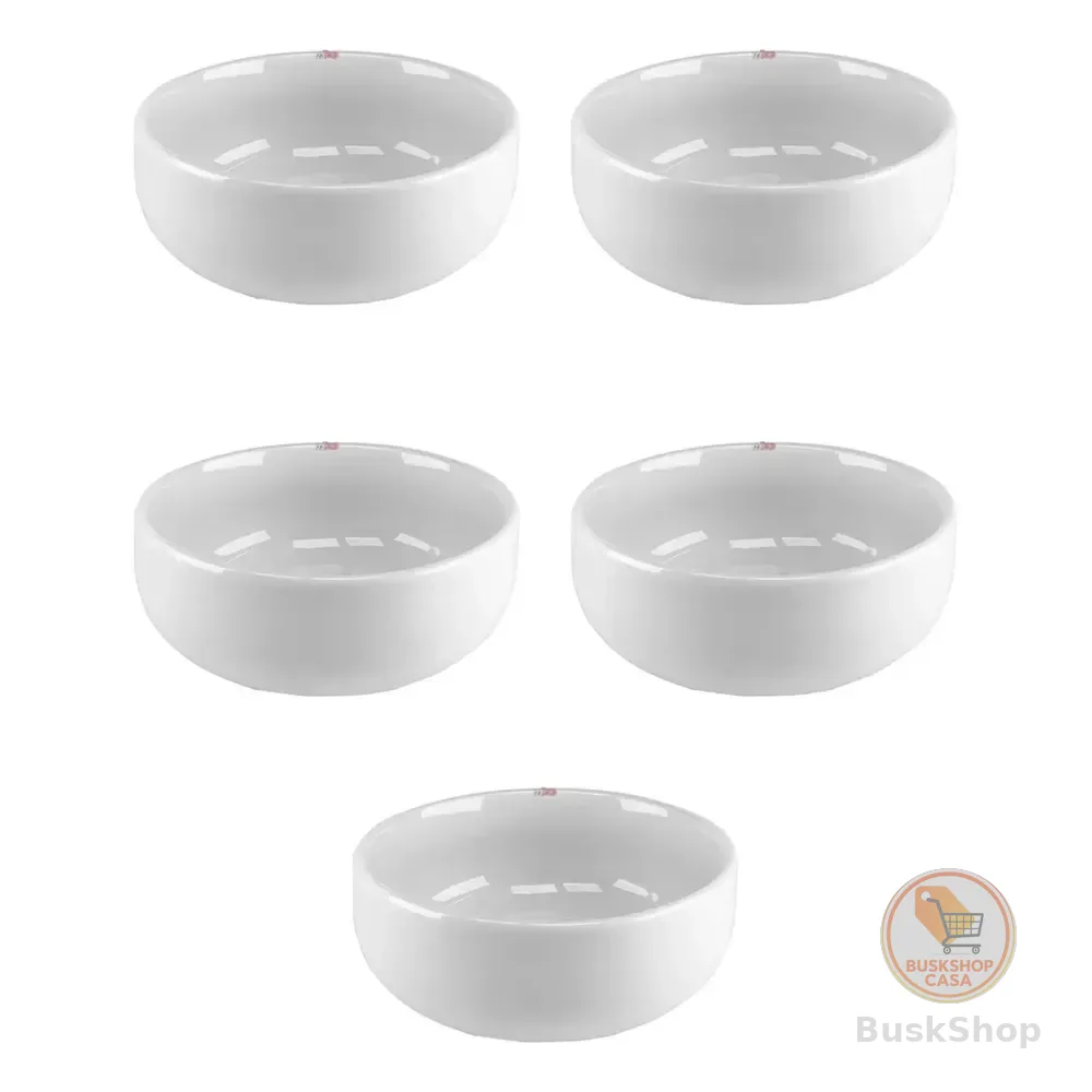 Kit 5x Cumbuca Bowl 400ml De Porcelana Caldo Sorvete Açaí  Branco