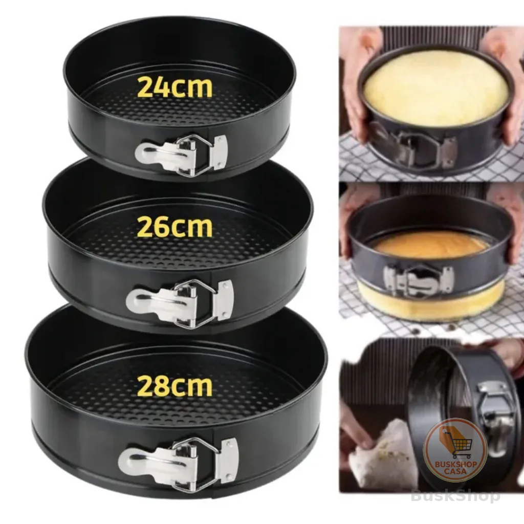 Assadeira Redonda Kit 3 Formas 24 ,26, 28cm Com Fundo Removível Antiaderente Bolos Tortas