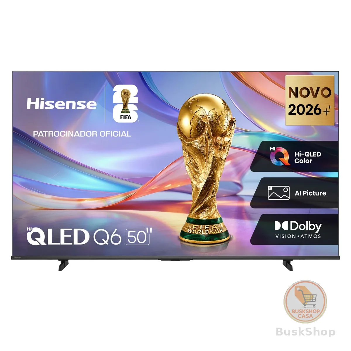 Hisense Smart TV 4K 50" Polegadas 50Q6QVV com Processador AI, Dolby Vision, HDR10+, HLG, Filmmaker Mode, Dolby Gaming, Dolby Atmos, MiraCast e Compatibilidade Alexa e Google