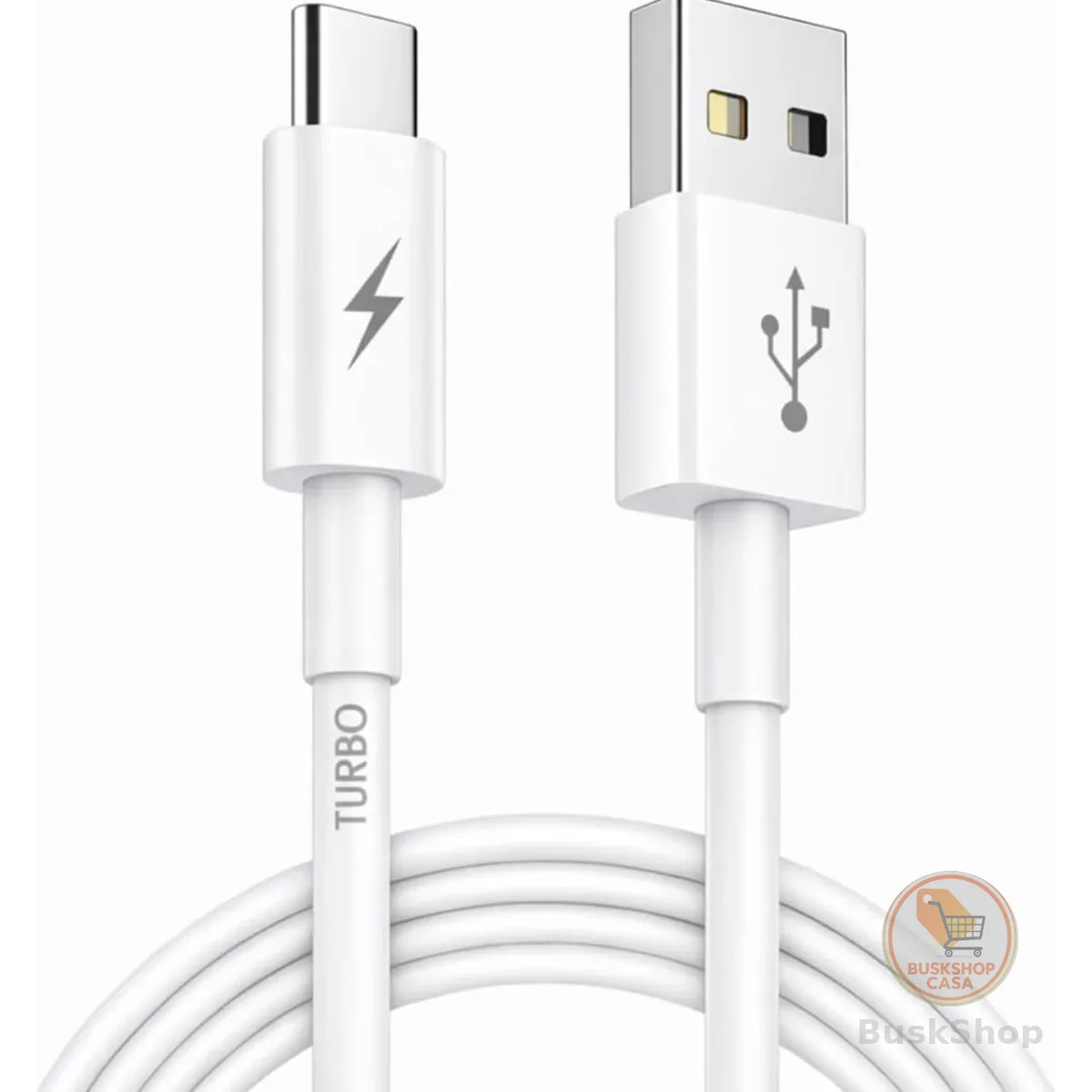 Cabo USB para USB-C 2 Metros Turbo Carregamento Rápido — Nylon Trançado Reforçado Compatível iPhone 15/16 Samsung Galaxy Xiaomi MacBook Notebook Tablet — Preto/Branco