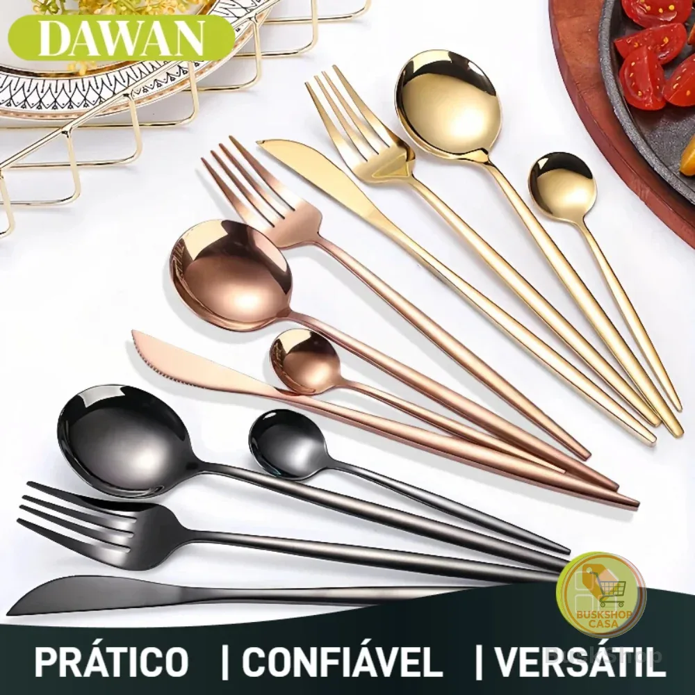 24 peças Jogo Talheres Inox  Slim faqueiro Em Aço para cozinha utensílios domésticos