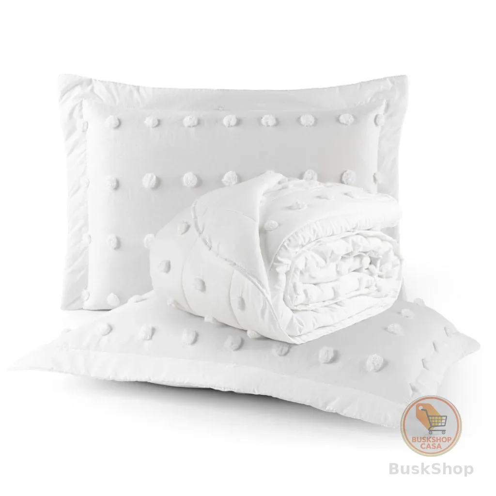 Cobre Leito Pompom Blogueira Solteiro Casal Queen King 300 Fios Acetinado 2 e 3 Peças