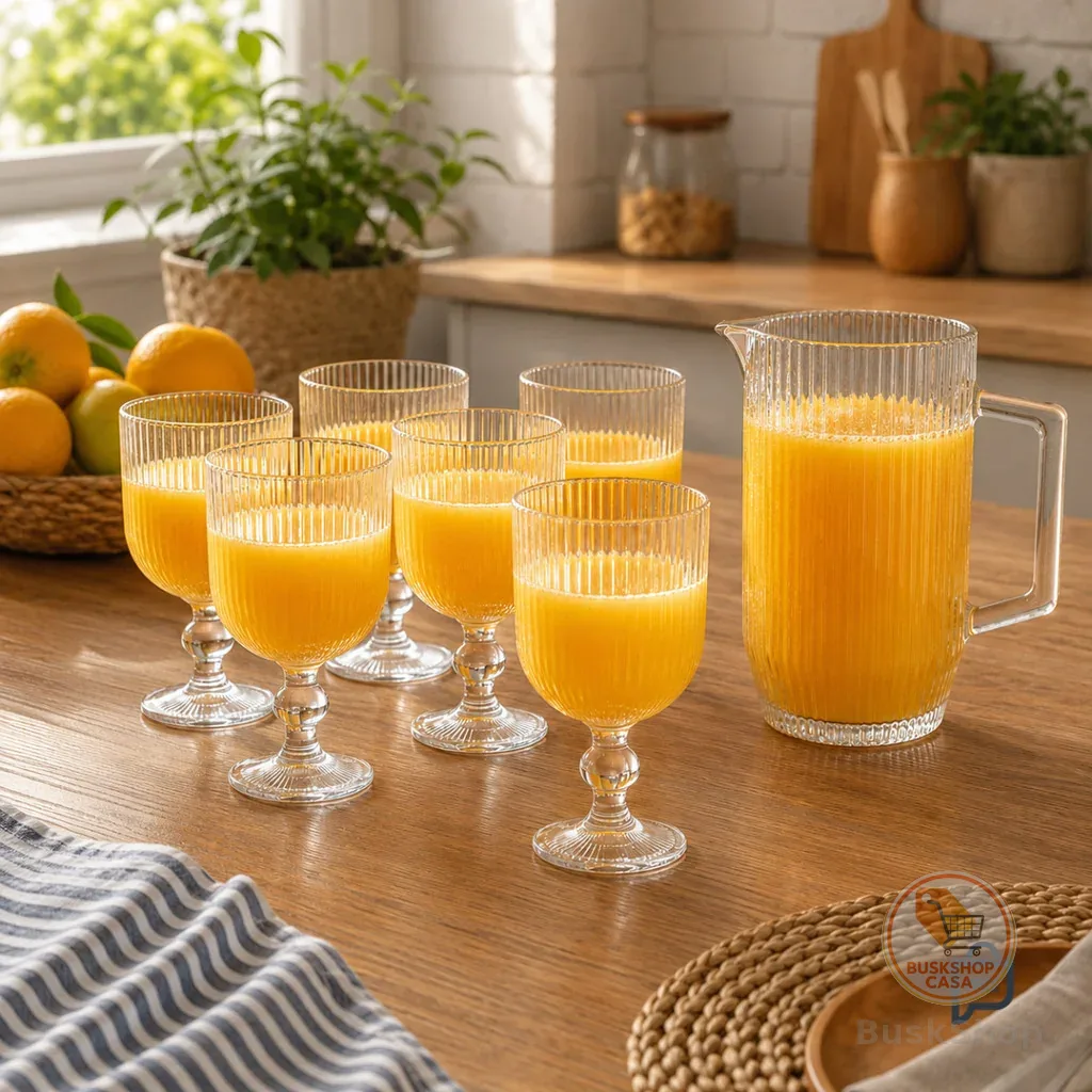 Kit 6 Taças 370ml + Jarra 1,2L Graffiato Canelado