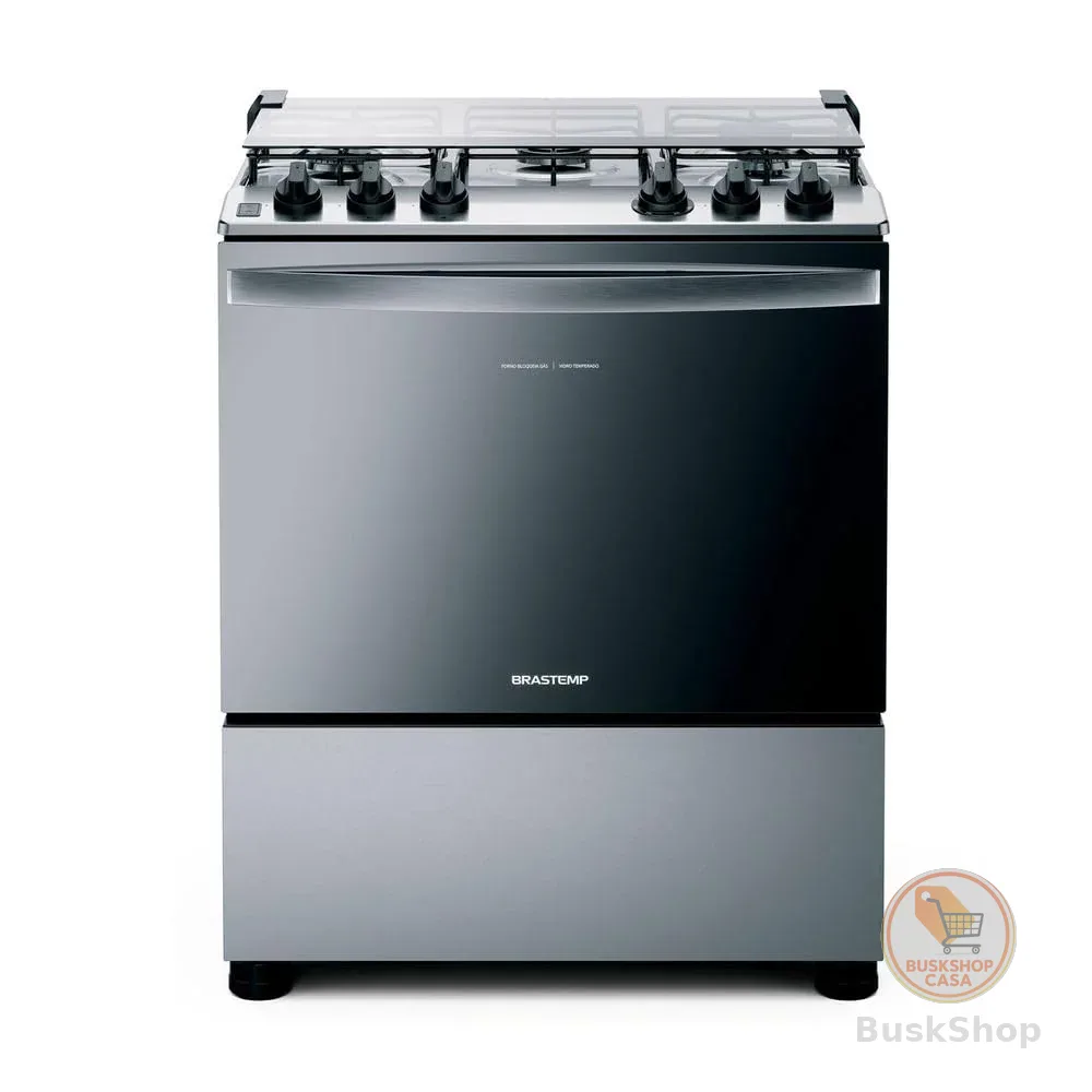 Fogão Brastemp 5 Bocas Cor Inox Com Botões Removíveis E Exclusivo Aro Protetor - BFS5NCR BIVOLT