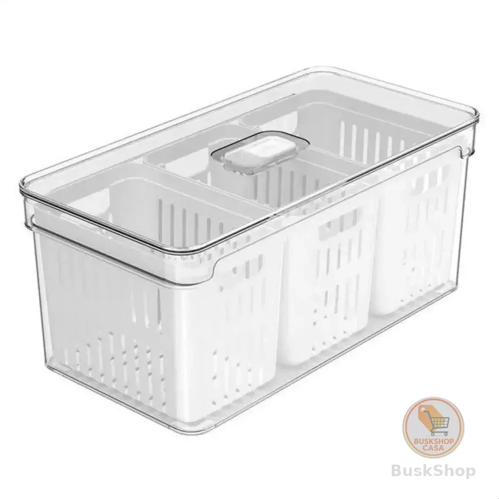 Organizador Clear Fresh 5l Com 3 Cestos Natural Verduras Legumes Transparente
