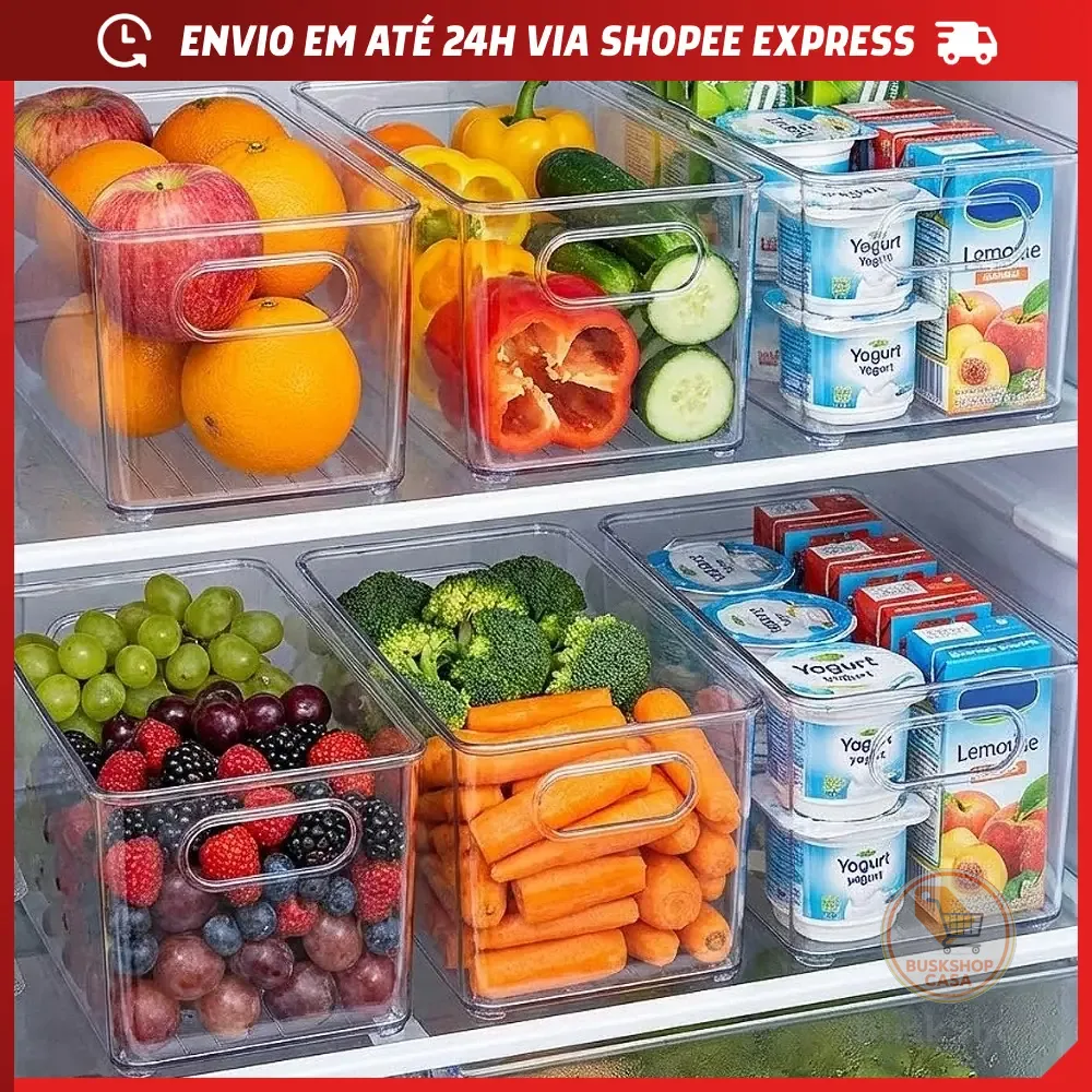 Kit Organizador de Geladeira Armário Multiuso Caixa Organizadora Monte seu Kit