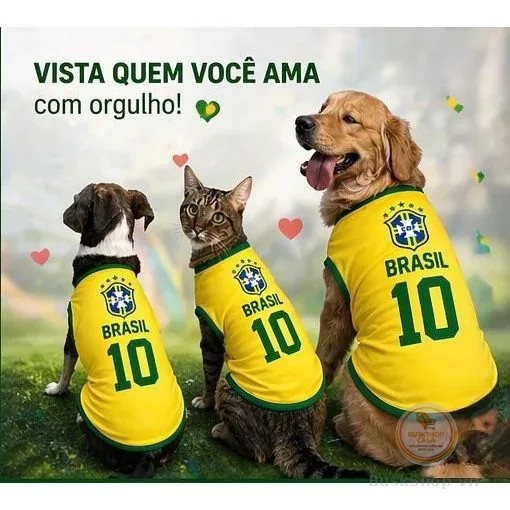 Roupa Pet Brasil Copa do Mundo Cachorro e Gato Roupinha da Copa do Brasil Camisa do Brasil