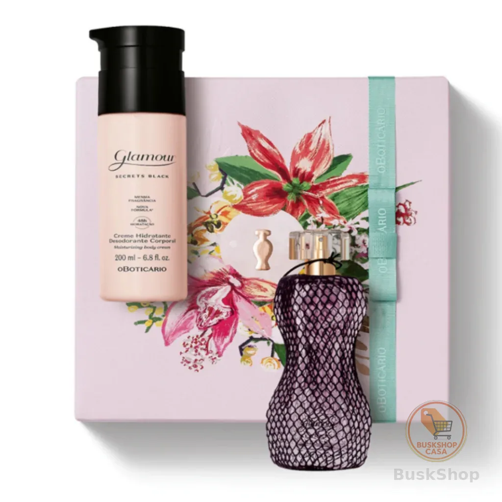 KIT PRESENTE O BOTICÁRIO DE LEITE, PESSEGURA, GLAMOUR SECRETS, FLORATTA RED, FLORATTA ROSE