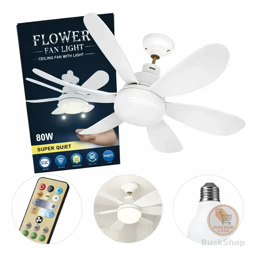 Lâmpada Led Com Ventilador De Teto Bivolt Controle 80w