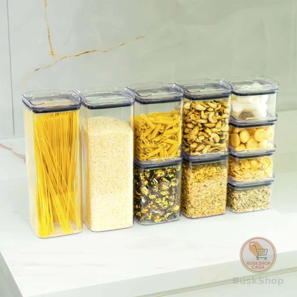 Kit 10 Organizadores Pote Hermético Empilhável em Acrílico Organizador para Alimentos