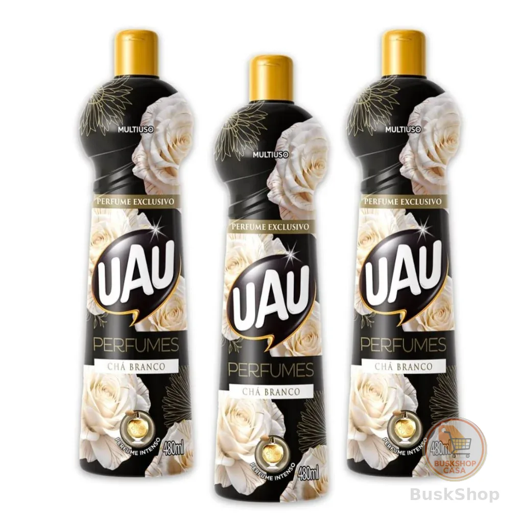 Kit 3un Multiuso 480ml UAU Ingleza Perfume Chá Branco Limpador