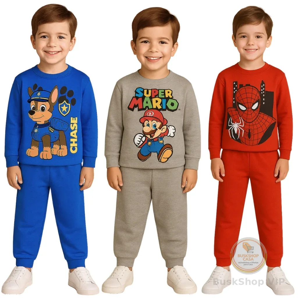 Conjunto De Moletom Infantil Menino Gola Redonda