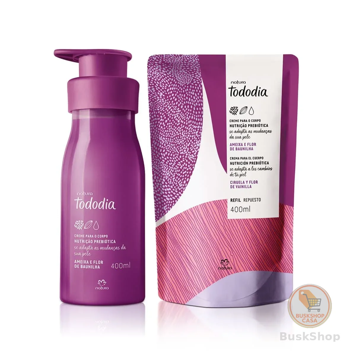 Kit Creme Desodorante Nutritivo para o Corpo Tododia Ameixa e Flor de Baunilha com Refil