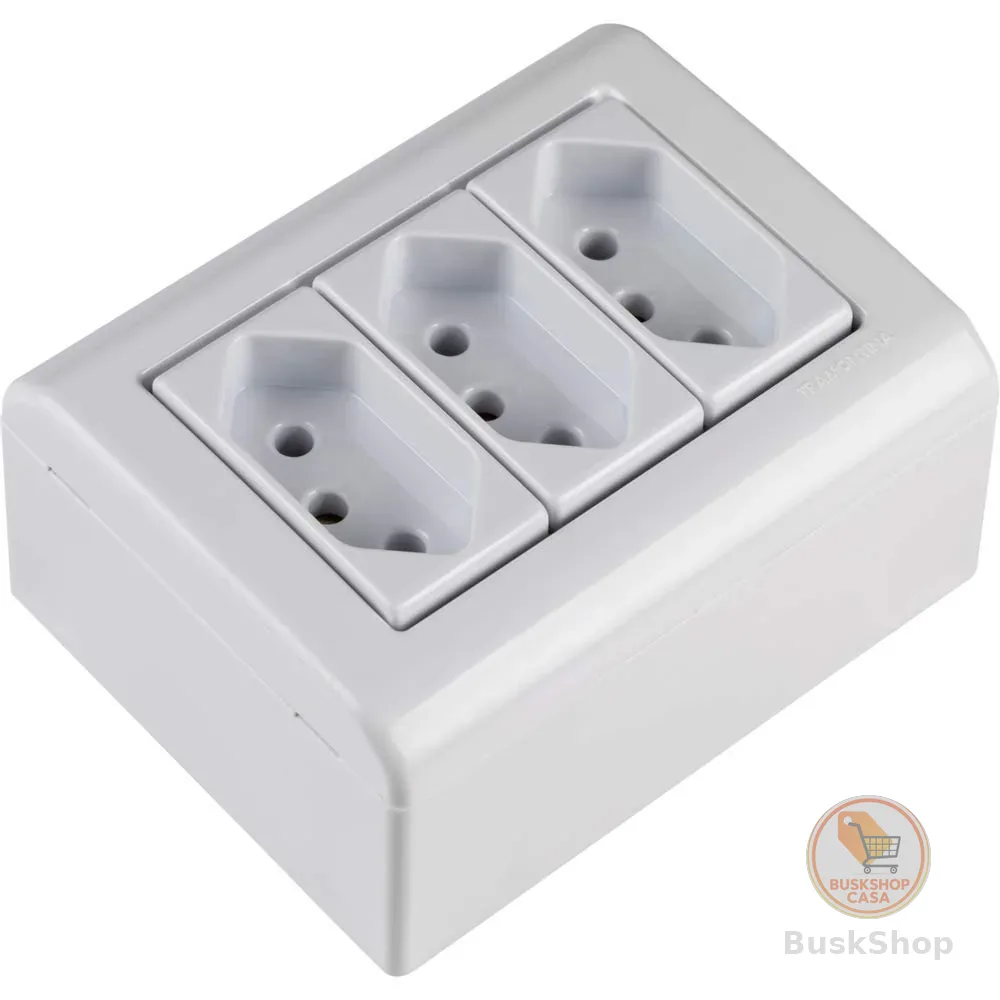 Tramontina Caixa de Sobrepor com 3 Tomadas 2P+T 10 A 250 V LizFlex Branca