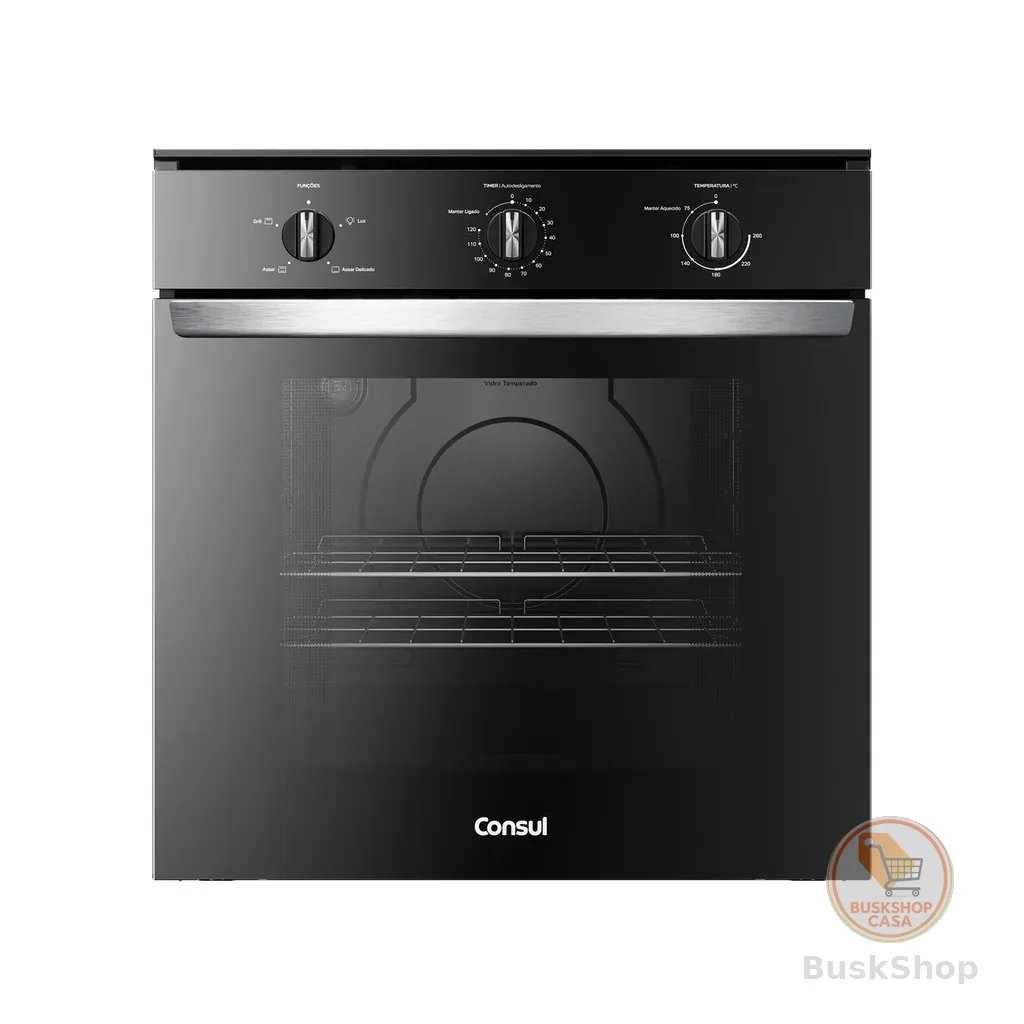 Forno de Embutir Elétrico Consul 84 Litros Preto com Timer Autodesligamento e Grill - COB84BE